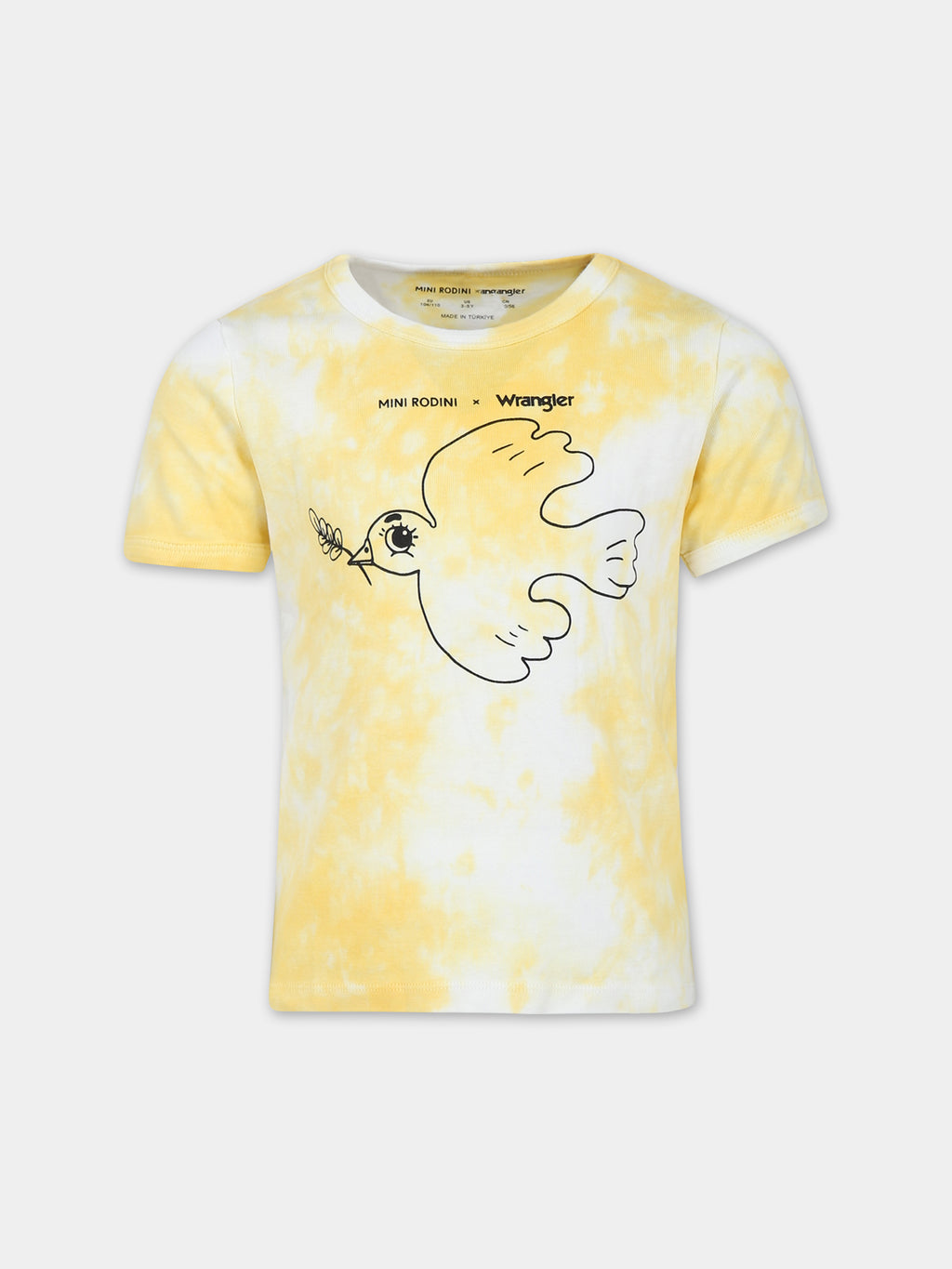 T-shirt jaune pour enfants avec colombe